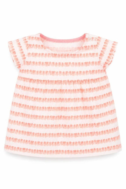 F&F Girls White Striped  Basic Blouse Size 3-6 Months