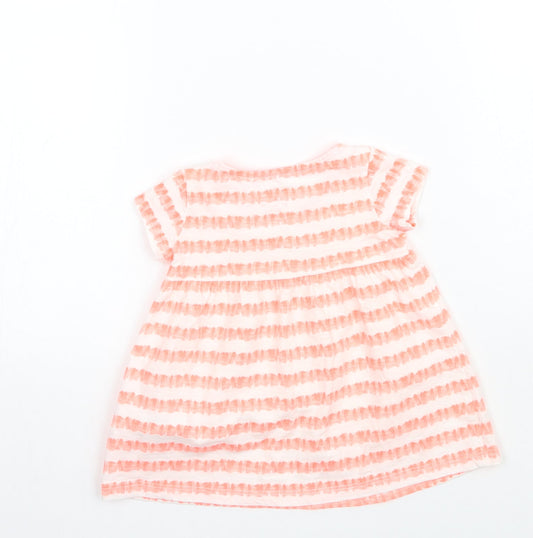 F&F Girls White Striped  Basic Blouse Size 3-6 Months