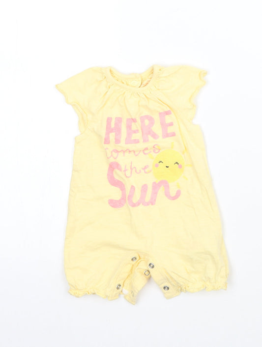 F&F Girls Yellow   Babygrow One-Piece Size 0-3 Months