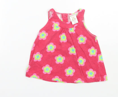 Baby Time Bear Girls Pink Floral  Basic T-Shirt Size 3-6 Months