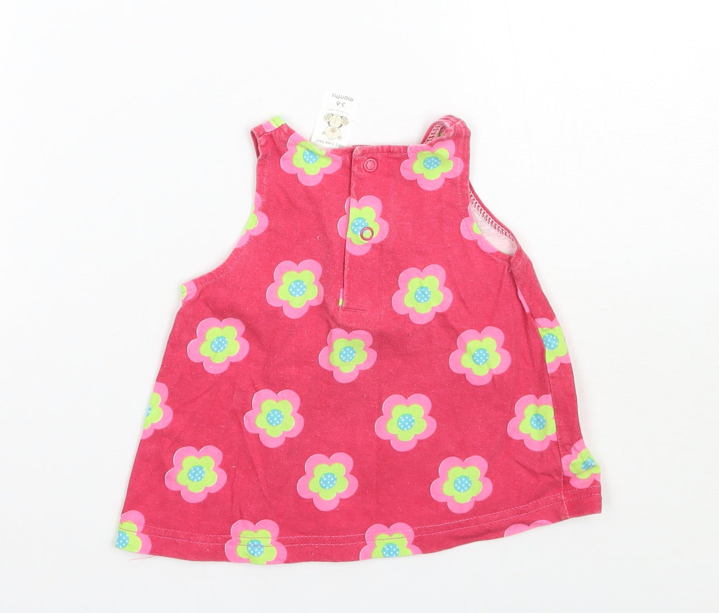 Baby Time Bear Girls Pink Floral  Basic T-Shirt Size 3-6 Months
