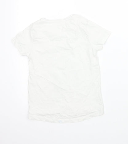 TU Girls White Animal Print  Basic T-Shirt Size 7-8 Years