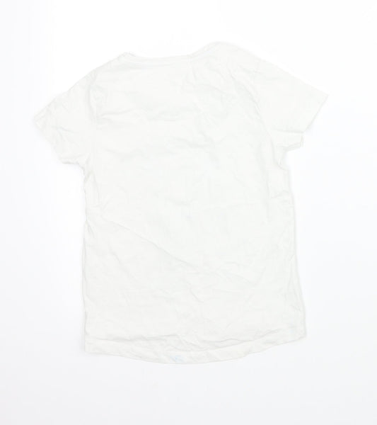 TU Girls White Animal Print  Basic T-Shirt Size 7-8 Years