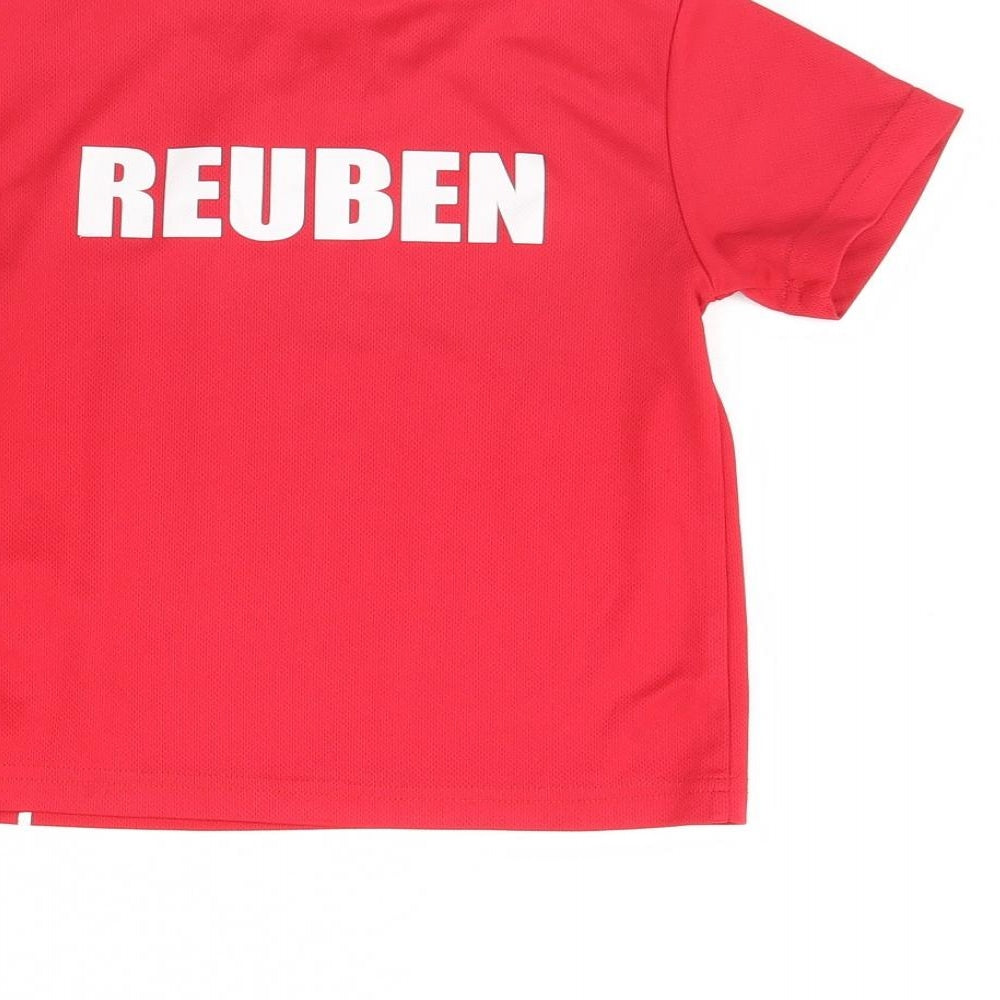 manav Boys Red   Basic T-Shirt Size 5 Years  - Wales/ personalised Reuben