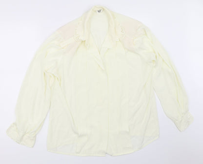 Womens UK Size 14 Preworn Ivory Basic Button-Up
