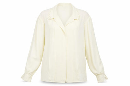 Womens UK Size 14 Preworn Ivory Basic Button-Up