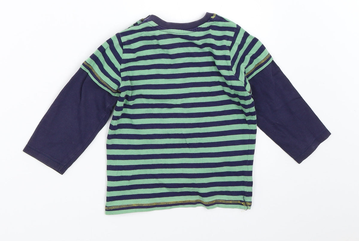 Matalan Boys Blue Striped  Basic T-Shirt Size 12-18 Months