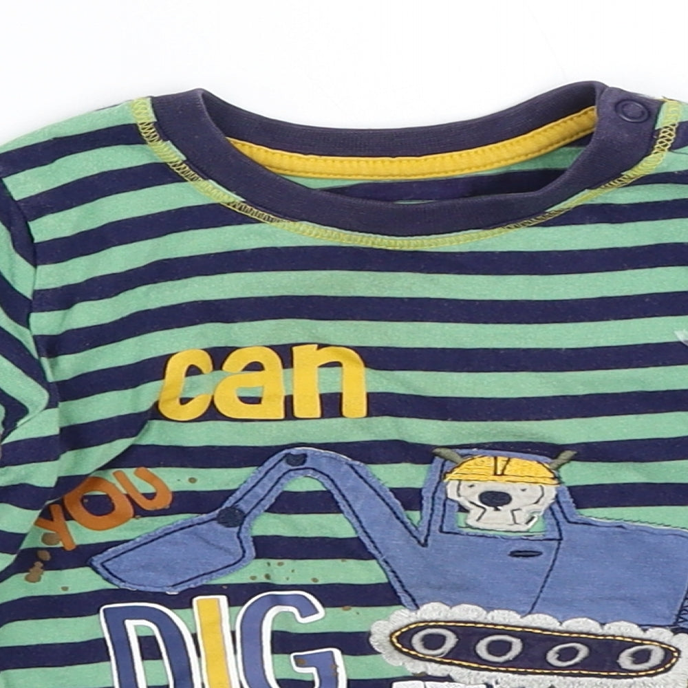 Matalan Boys Blue Striped  Basic T-Shirt Size 12-18 Months