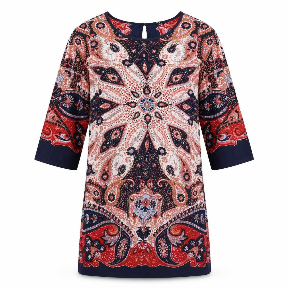 M&Co Womens Blue Geometric  Shift  Size 10