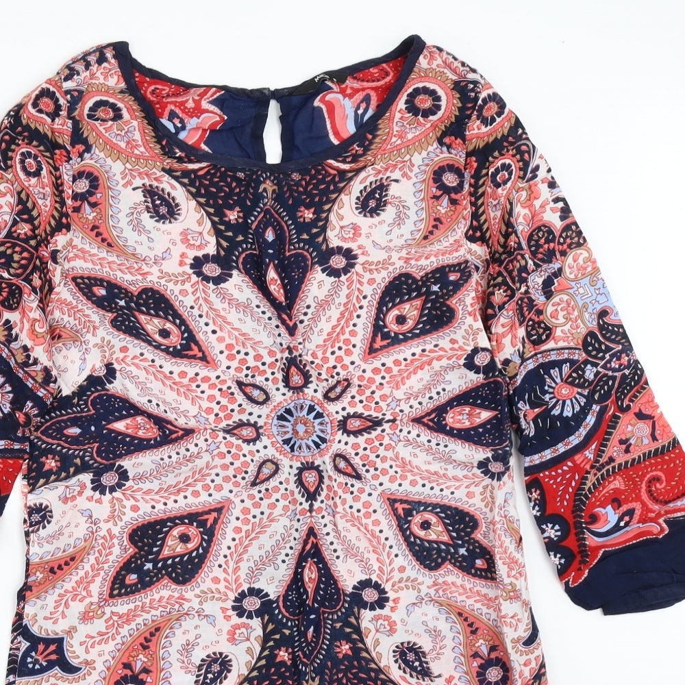 M&Co Womens Blue Geometric  Shift  Size 10