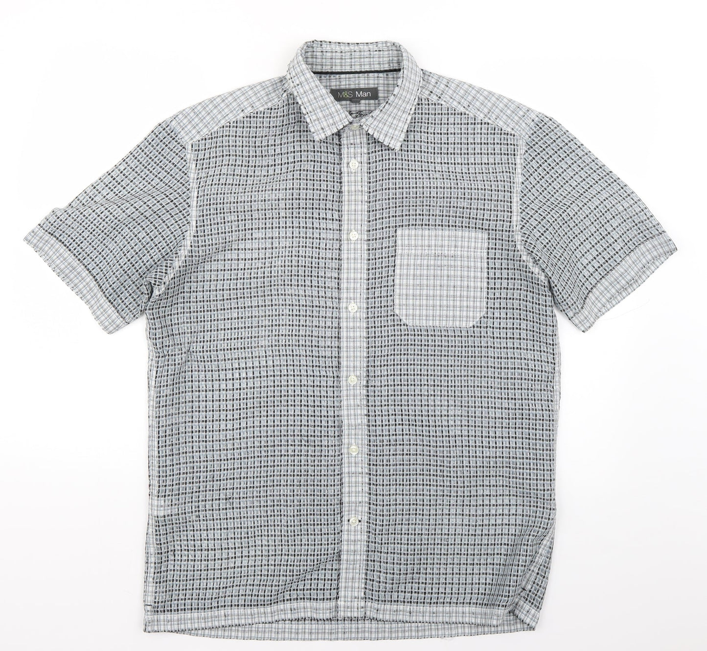 Mens UK Size M Marks and Spencer Multicoloured  Button-Up Short Sleeve Casual Sh