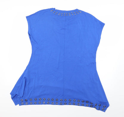 Womens UK Size L marble Blue Basic Blouse
