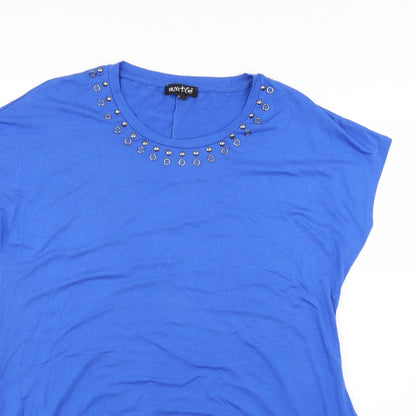 Womens UK Size L marble Blue Basic Blouse