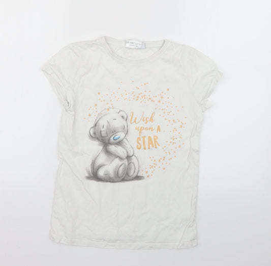 me to you Girls White Geometric  Basic T-Shirt Size 10-11 Years