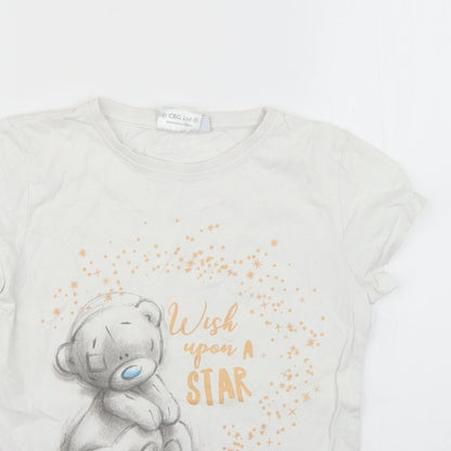 me to you Girls White Geometric  Basic T-Shirt Size 10-11 Years