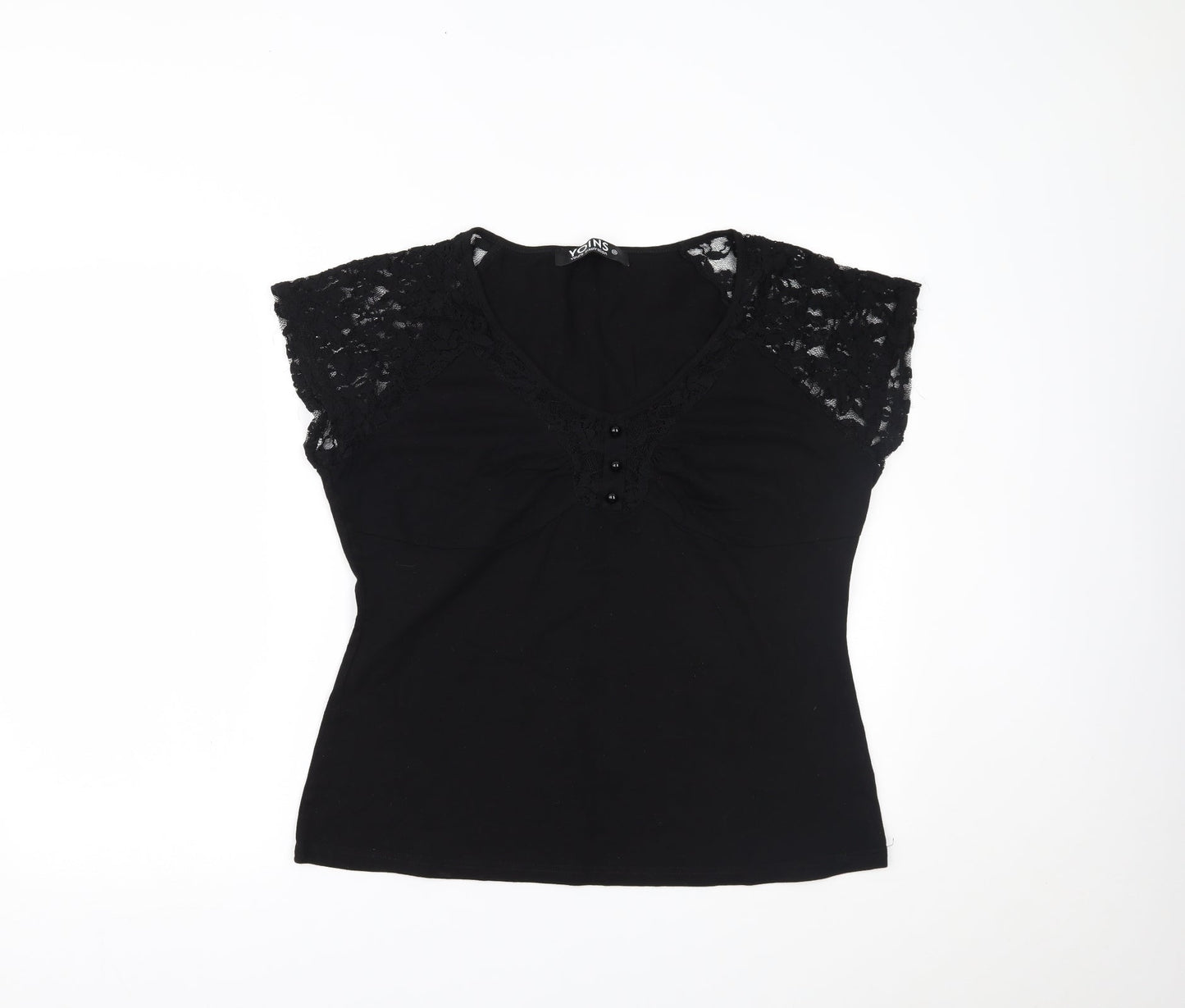 Womens UK Size 2XL Yoins Black Basic Blouse