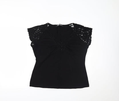 Womens UK Size 2XL Yoins Black Basic Blouse