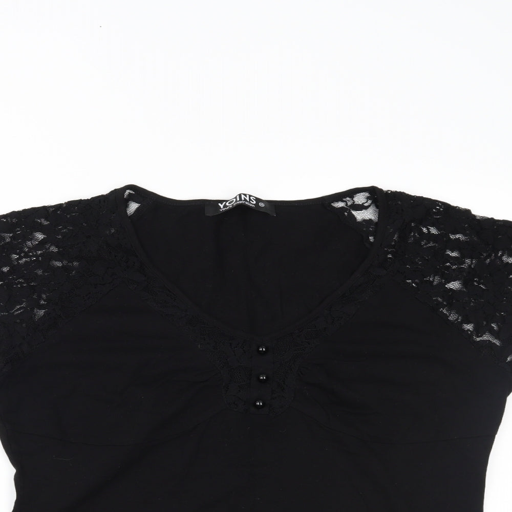 Womens UK Size 2XL Yoins Black Basic Blouse