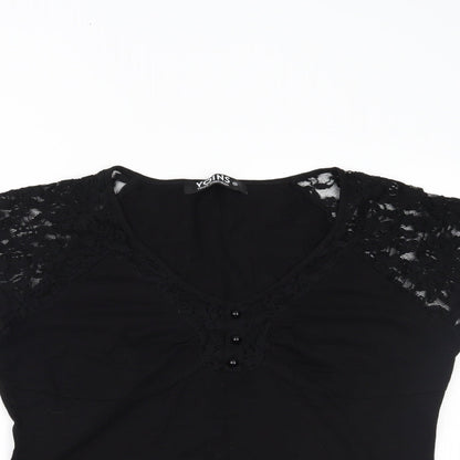 Womens UK Size 2XL Yoins Black Basic Blouse