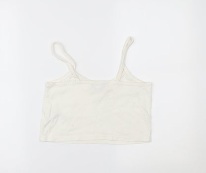 Womens UK Size 12 Topshop White Cropped Tank
