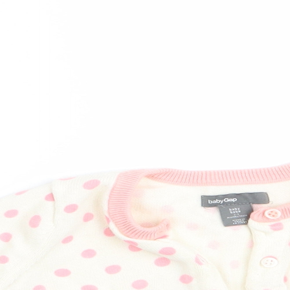 Gap Girls Pink Polka Dot  Cardigan Jumper Size 3-6 Months