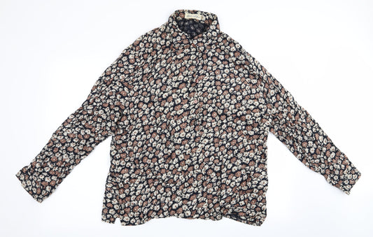 Alice Collins Womens Brown Floral  Basic Blouse Size XL