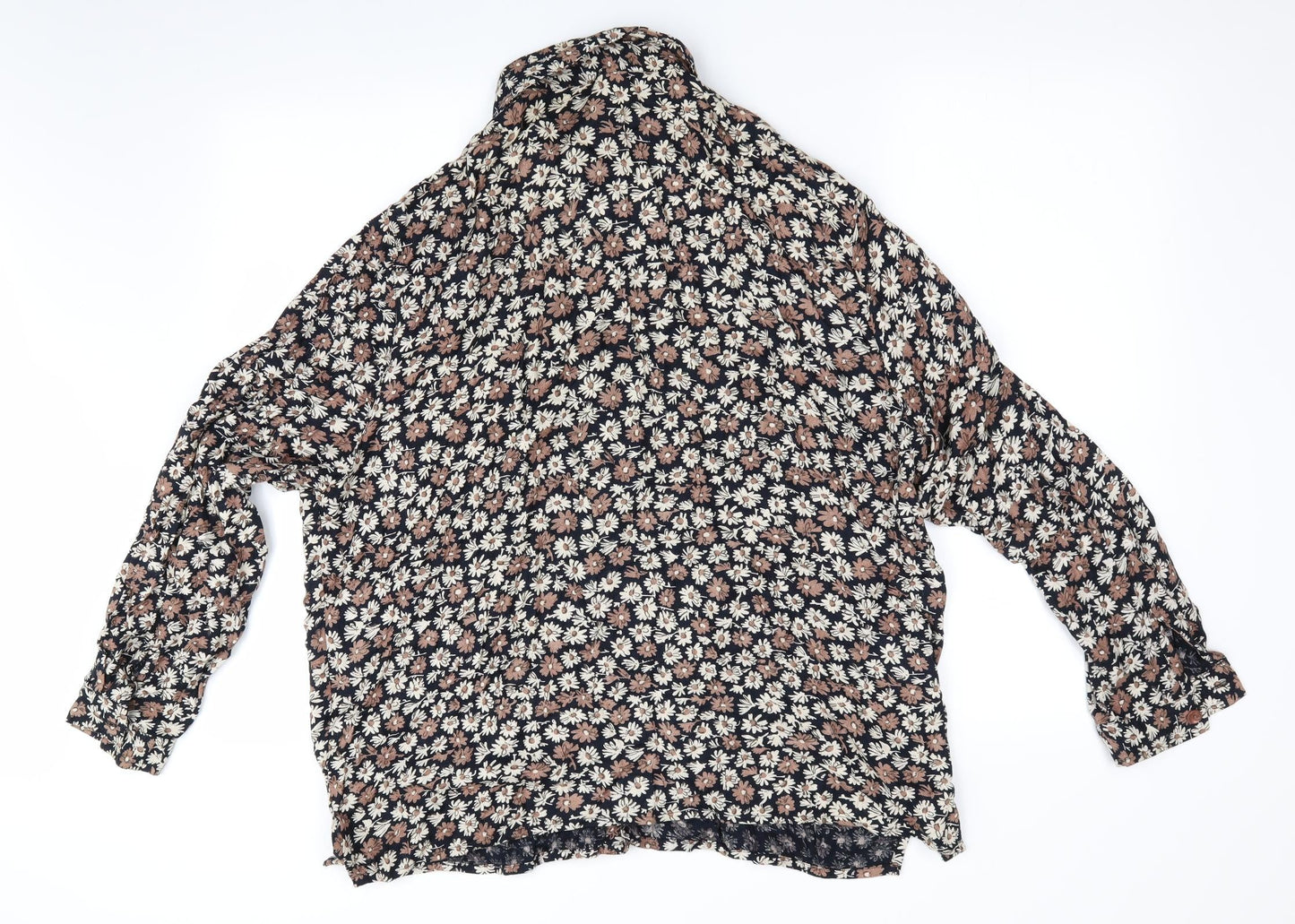 Alice Collins Womens Brown Floral  Basic Blouse Size XL