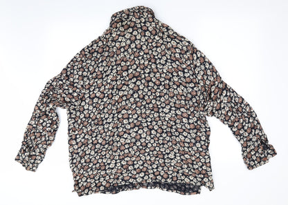 Alice Collins Womens Brown Floral  Basic Blouse Size XL