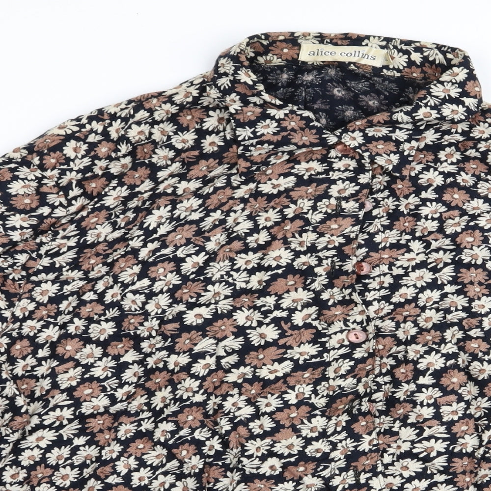 Alice Collins Womens Brown Floral  Basic Blouse Size XL