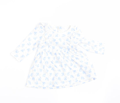 Matalan Girls Blue Floral  A-Line  Size 3-6 Months