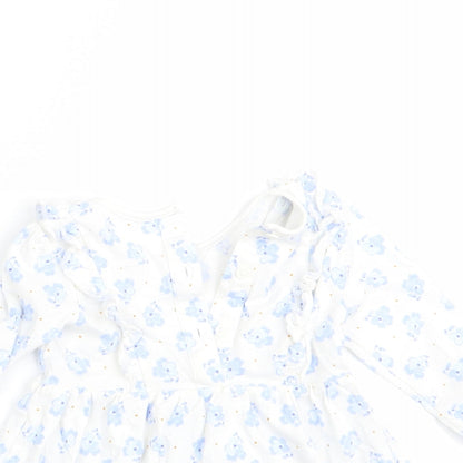 Matalan Girls Blue Floral  A-Line  Size 3-6 Months
