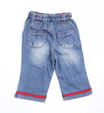 George Girls Blue   Cargo Jeans Size 6-9 Months  - Heart motif on lower leg
