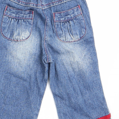 George Girls Blue   Cargo Jeans Size 6-9 Months  - Heart motif on lower leg