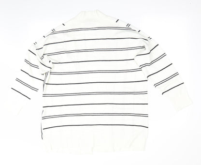 Marks and Spencer Womens Ivory Striped  Cardigan Jumper Size L  - Longline Cardigan