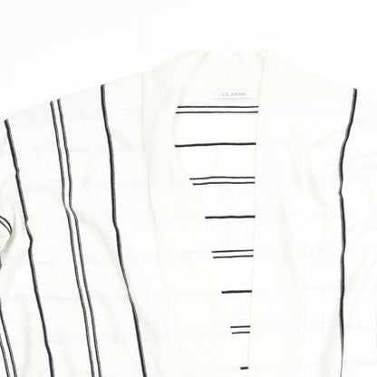 Marks and Spencer Womens Ivory Striped  Cardigan Jumper Size L  - Longline Cardigan