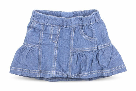 Front view of George girls’ blue a-line skirt, size 3-6, months