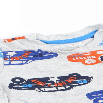 Nutmeg Boys Grey   Basic T-Shirt Size 3-6 Months  - Car Print
