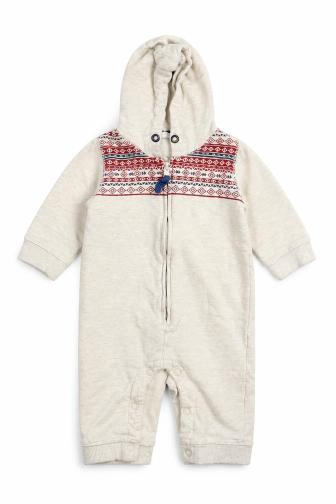 F&F Boys Beige Geometric  Coverall One-Piece Size 3-6 Months