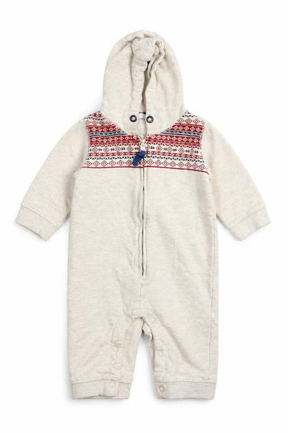 F&F Boys Beige Geometric  Coverall One-Piece Size 3-6 Months