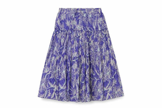 Front view of BM women’s purple a-line, size M, - strapless