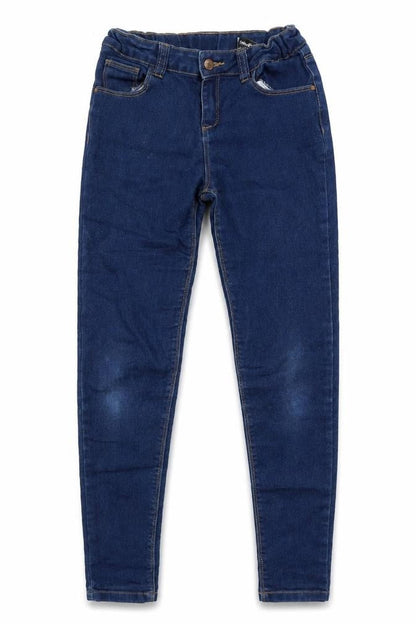 Front view of denim co girls’ blue skinny jeans, size 11-12, years