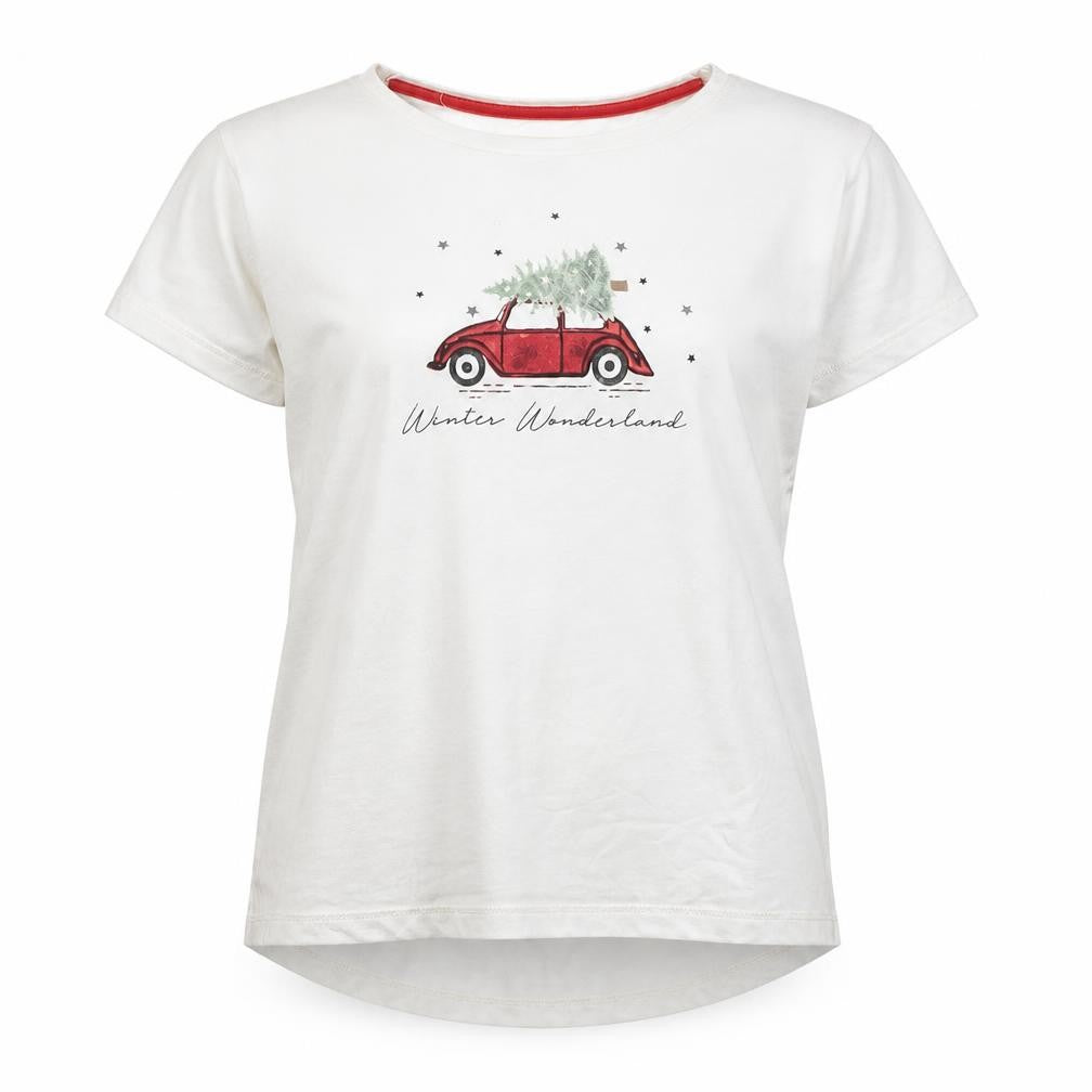 Matalan Womens White Solid  Top Pyjama Set Size M  - Winter Wonderland