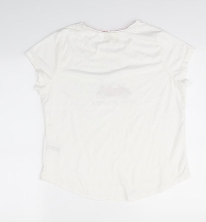Matalan Womens White Solid  Top Pyjama Set Size M  - Winter Wonderland