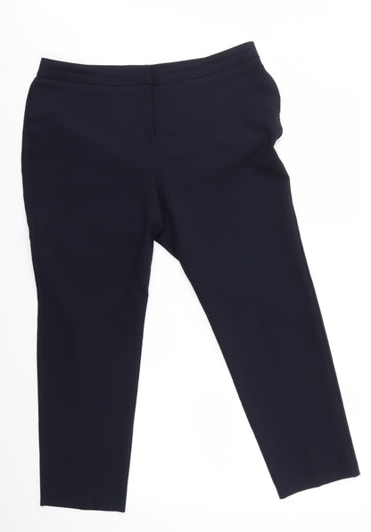 Womens UK Size 16 Preworn Regular Fit Dress Pants Blue Trousers