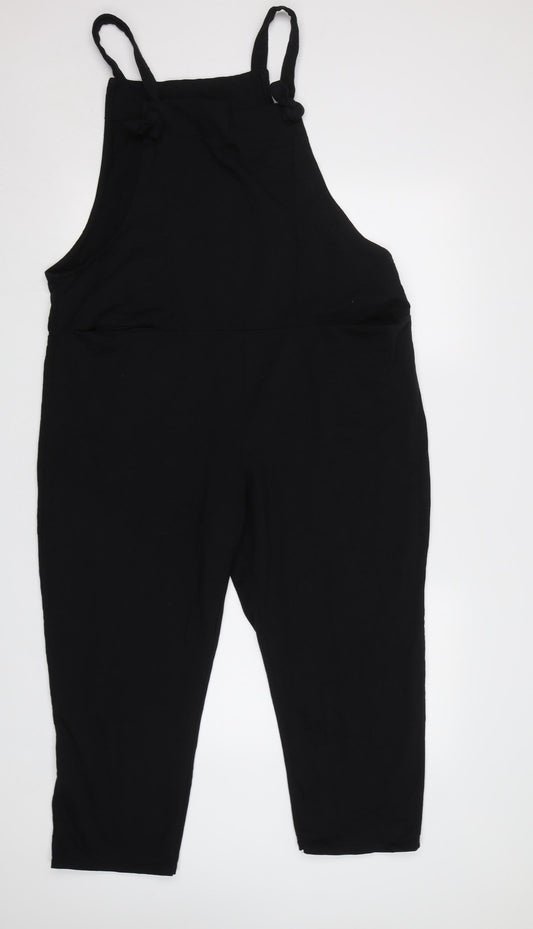 Womens UK Size XL Made in Italy Regular Fit Dungarees Black Trousers