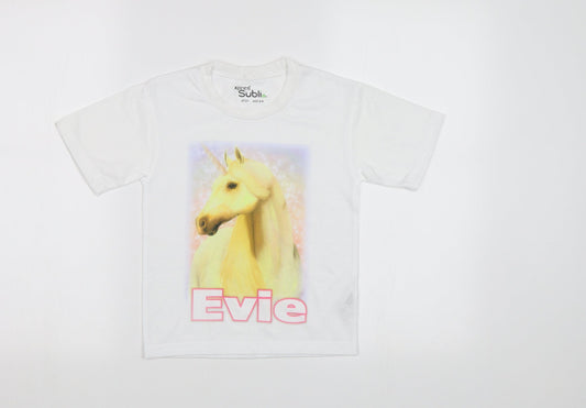 Xpres Subli Girls White  Rayon Basic Polo Size 3-4 Years  - Horse