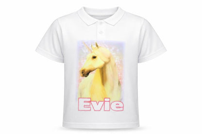 Xpres Subli Girls White  Rayon Basic Polo Size 3-4 Years  - Horse