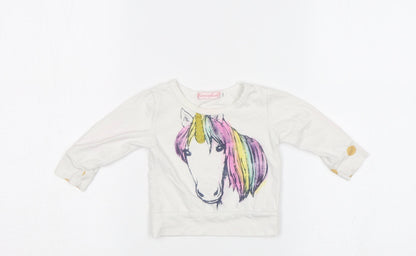 Fuerjiafushi Baby White   Basic Blouse Size 3-6 Months  - Unicorn