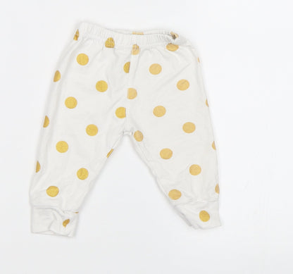 Preworn Baby White Polka Dot  Jogger Leggings Size 0-3 Months