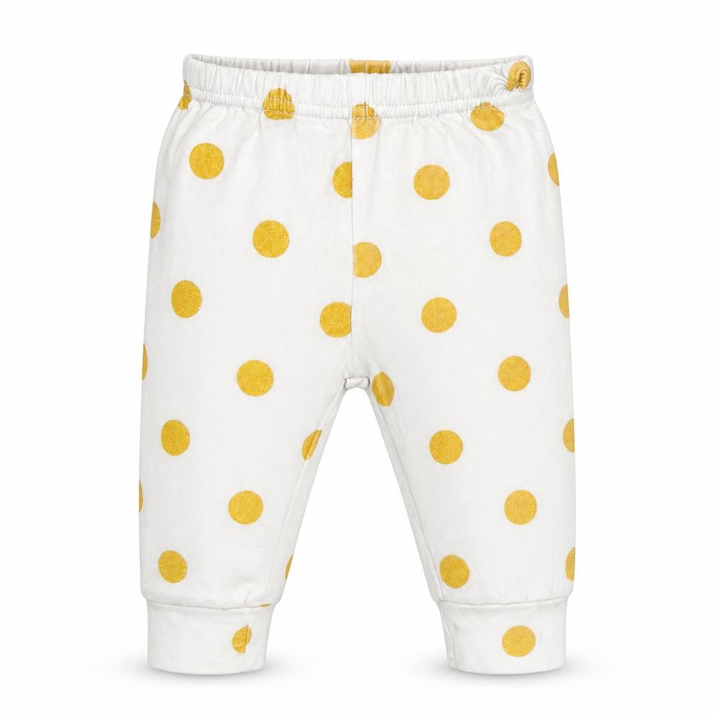Front view of Preworn Baby White Polka Dot Jogger Leggings, size 0-3, Months